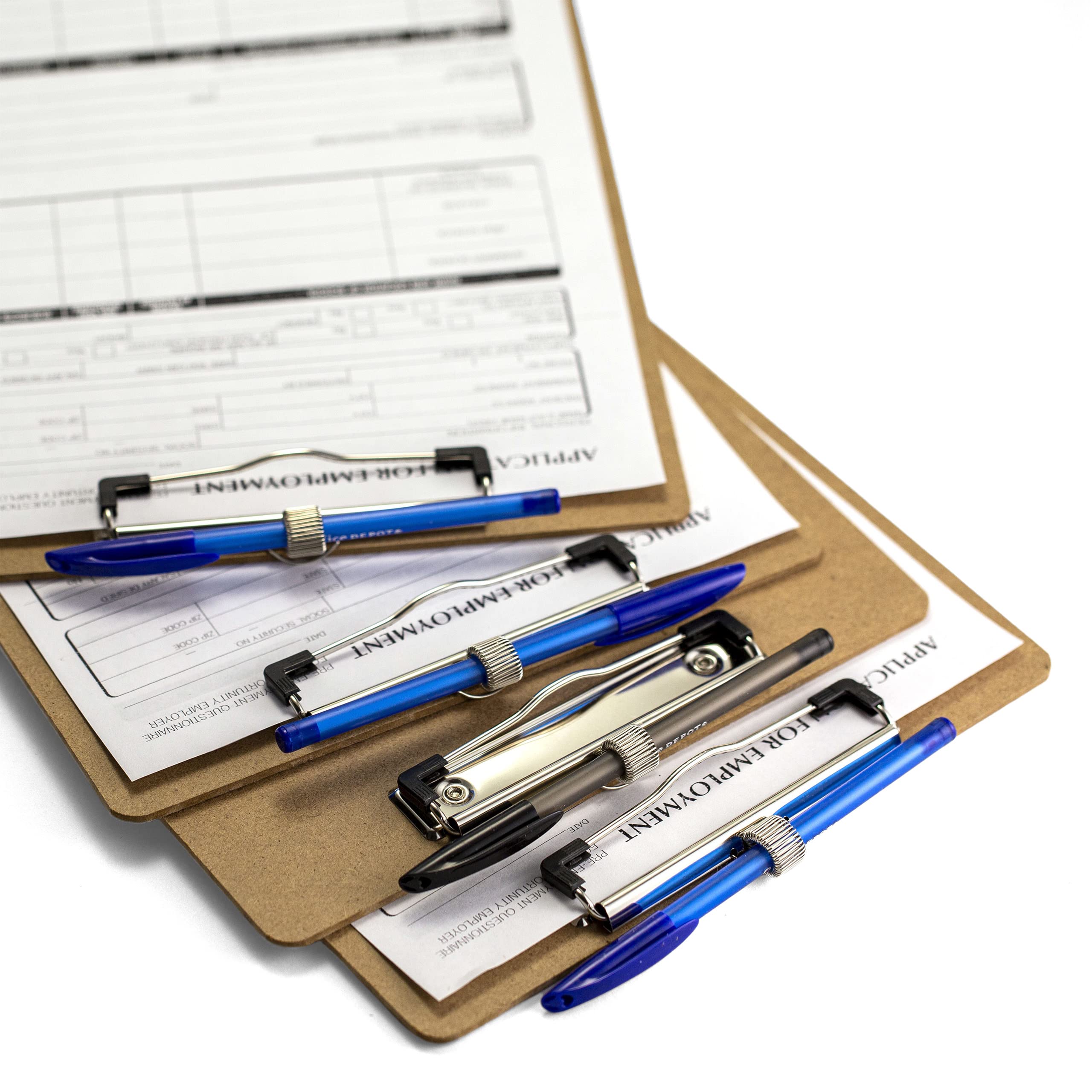 Officemate Wood Clipboard, Letter Size, Low Profile Clip with Pen Holder, 6 Pack (83826)