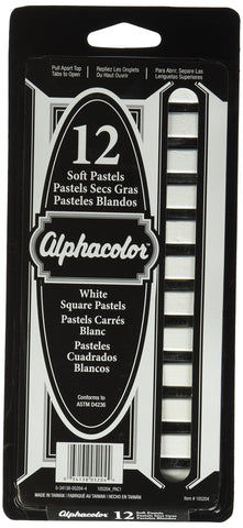 Derwent Alphacolor Soft Square Pastels, White, 12 per Set (105204)
