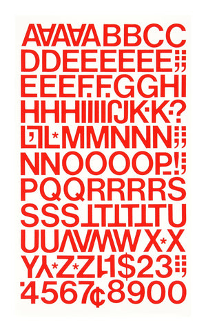 Chartpak Self-Adhesive Vinyl Capital Letters and Numbers, 3/4 Inches High, Red, 94 per Pack (01022)