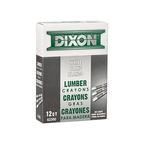 Dixon - 464-52300 Industrial Lumber Marking Crayons, 4.5" x 1/2" Hex, White, 12 Count (Pack of 1) (52300)