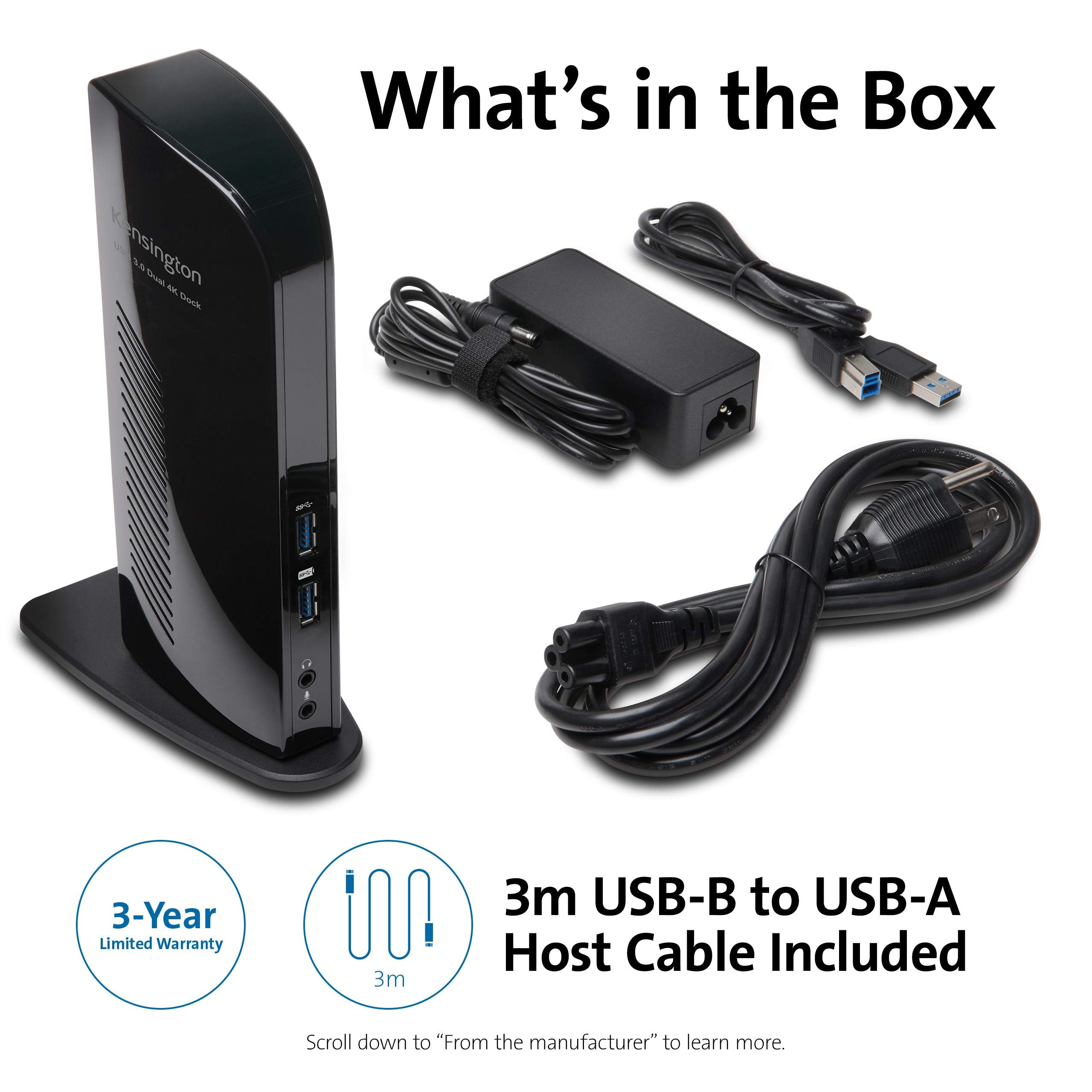 Kensington SD4100v Universal Dual 4K USB 3.0 Docking Station (K38255NA)
