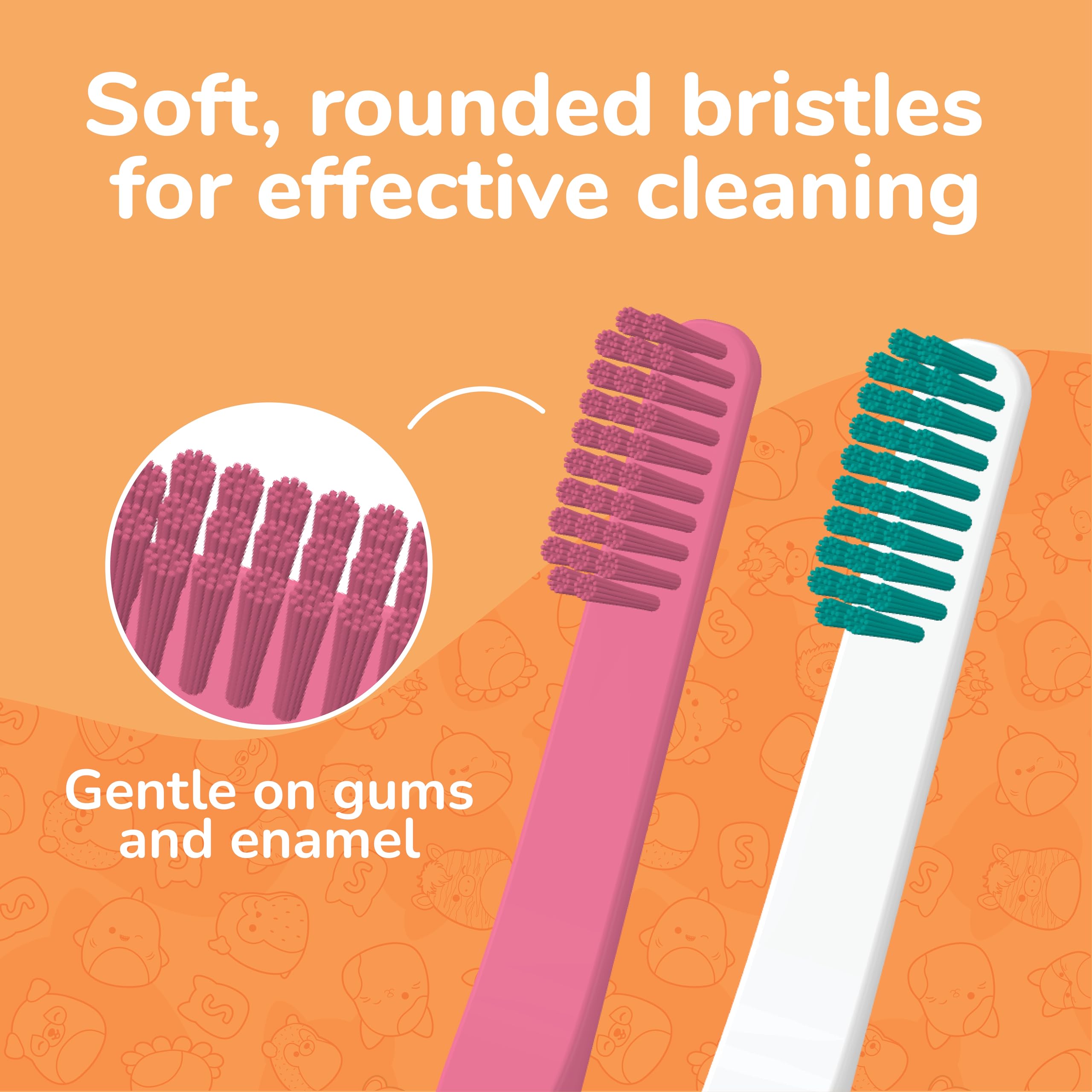 Brush Buddies Squishmallows Assorted Manual Toothbrushes, Soft Toothbrushes, Toothbrushes for Kids and Adults, 2PK
