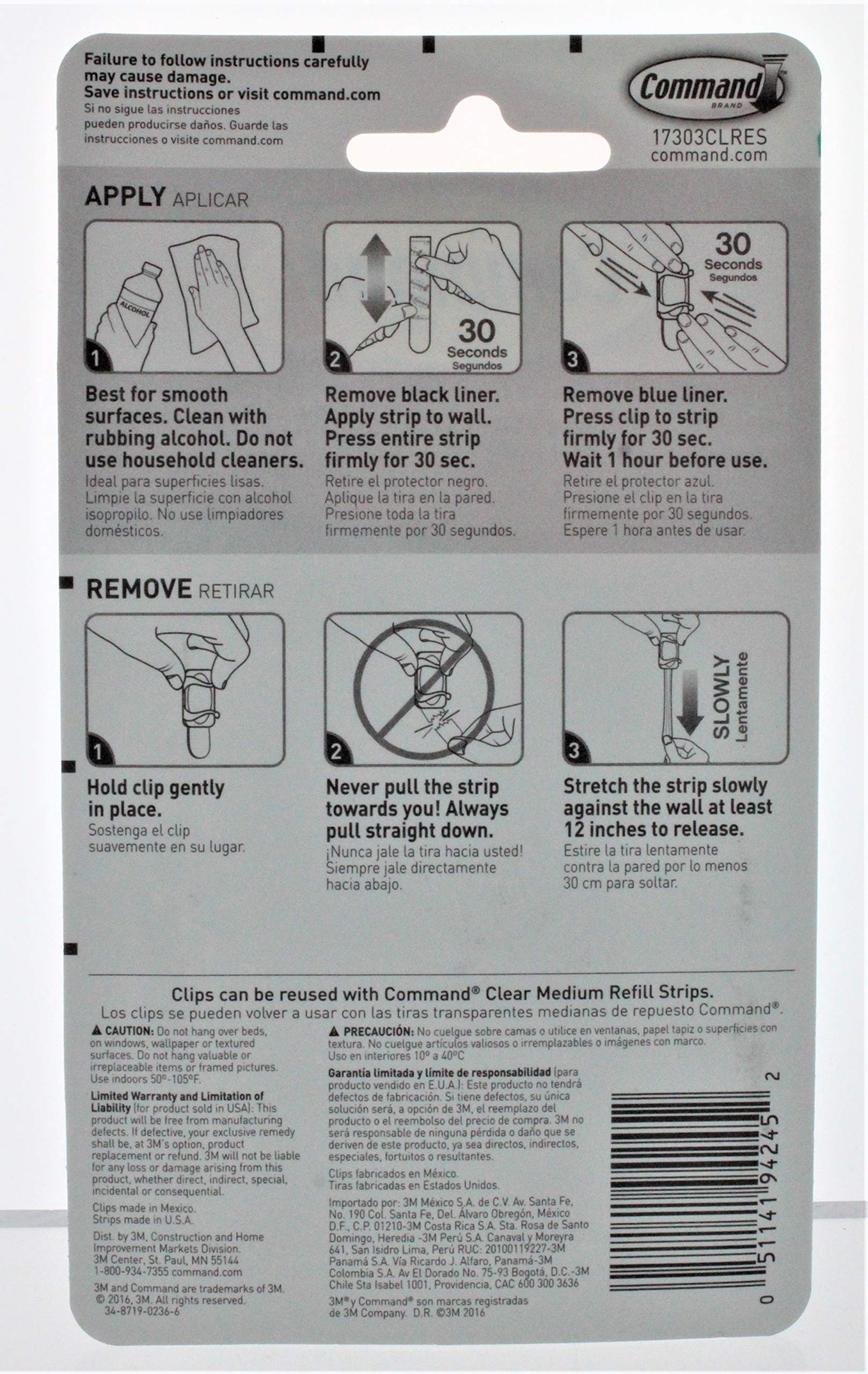 3M Command Clear Large Cord Clips w/Clear Strips, Pack of 8