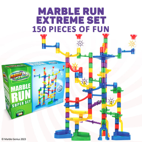 Marble Genius Marble Run Super Set, STEM Toys & Maze Construction Building - 150 Translucent Track Pieces & Glass Marble for Family, Kids Toddlers Ages 4-8 - Fun Holiday Creative Gifts