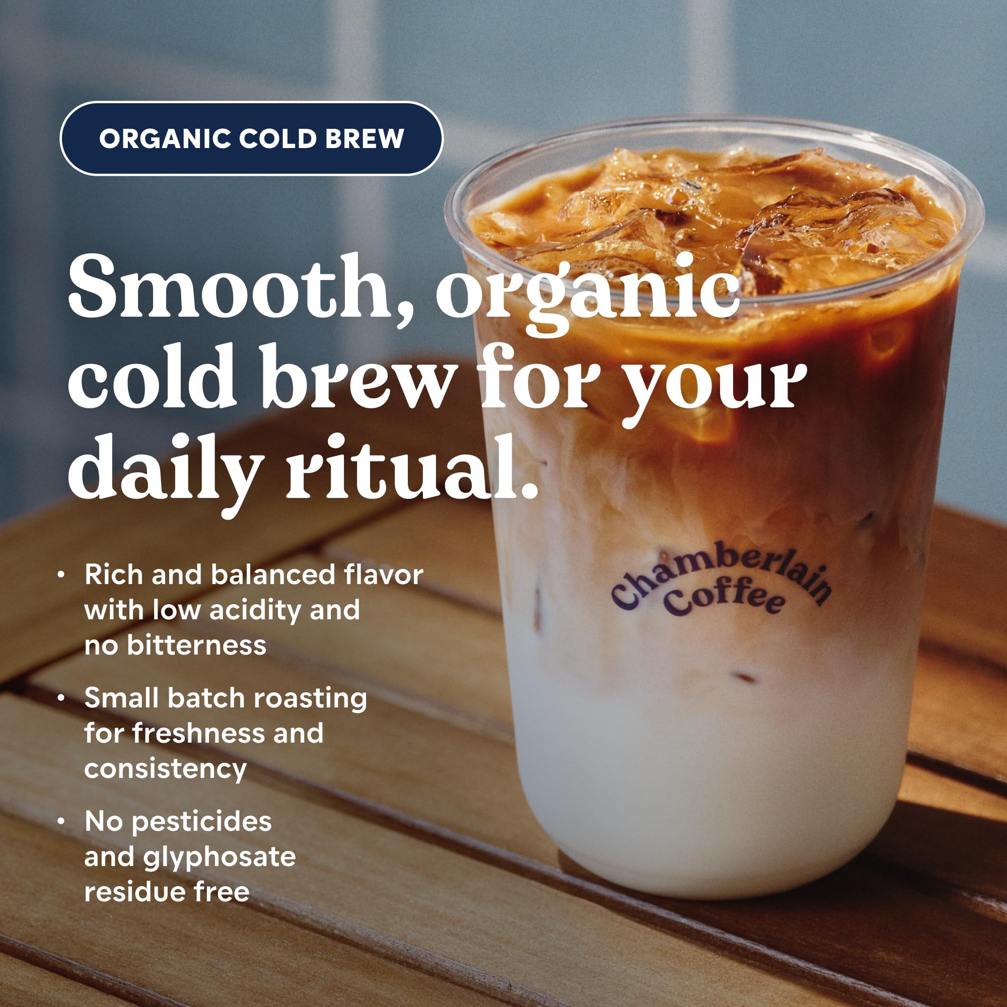 Chamberlain Coffee Organic Cold Brew Large Coffee Bags Medium Roast - Premeasured, Ready to Brew - Makes 4 Cups per Bag - Perfect for Iced Coffee, Convenient and Easy Brewing Experience - 8.5 oz
