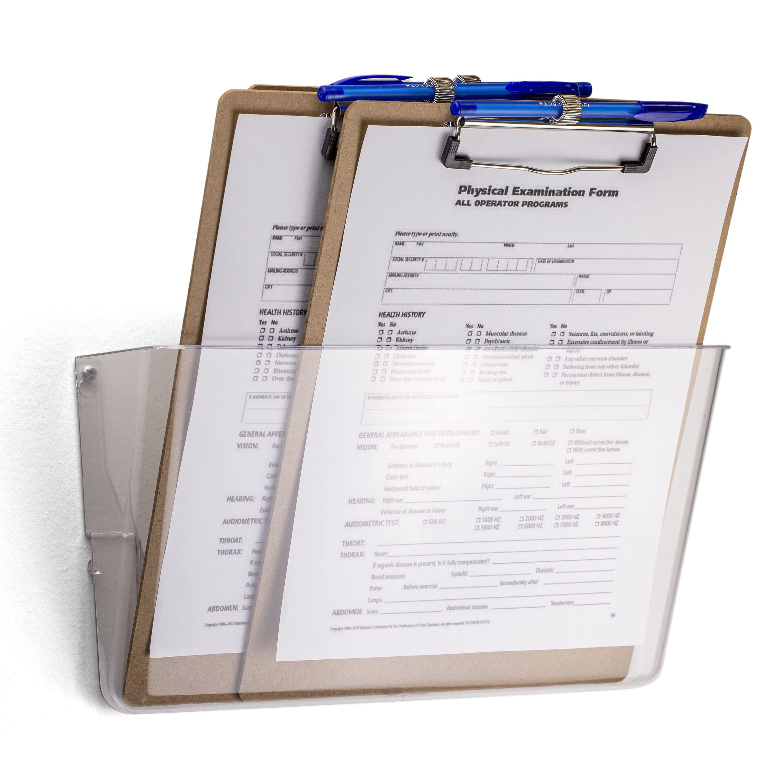 Officemate Wood Clipboard, Letter Size, Low Profile Clip with Pen Holder, 6 Pack (83826)