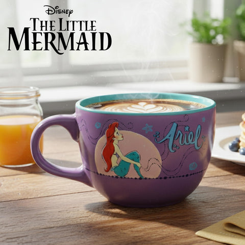 Silver Buffalo Disney Princess Little Mermaid Ariel Moonlight Ceramic Soup Mug, 24 Ounces