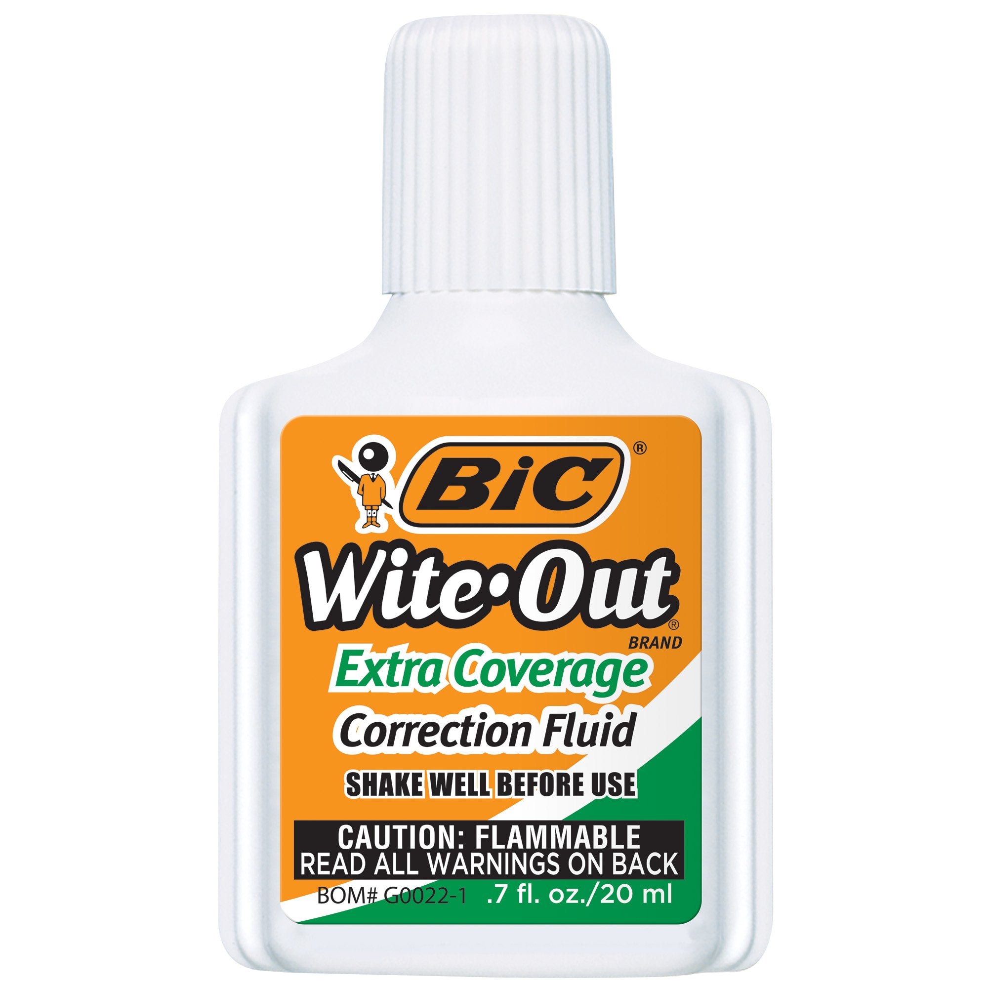 BIC Wite-Out Brand Extra Coverage Correction Fluid, 20 ml, White, 12-Count