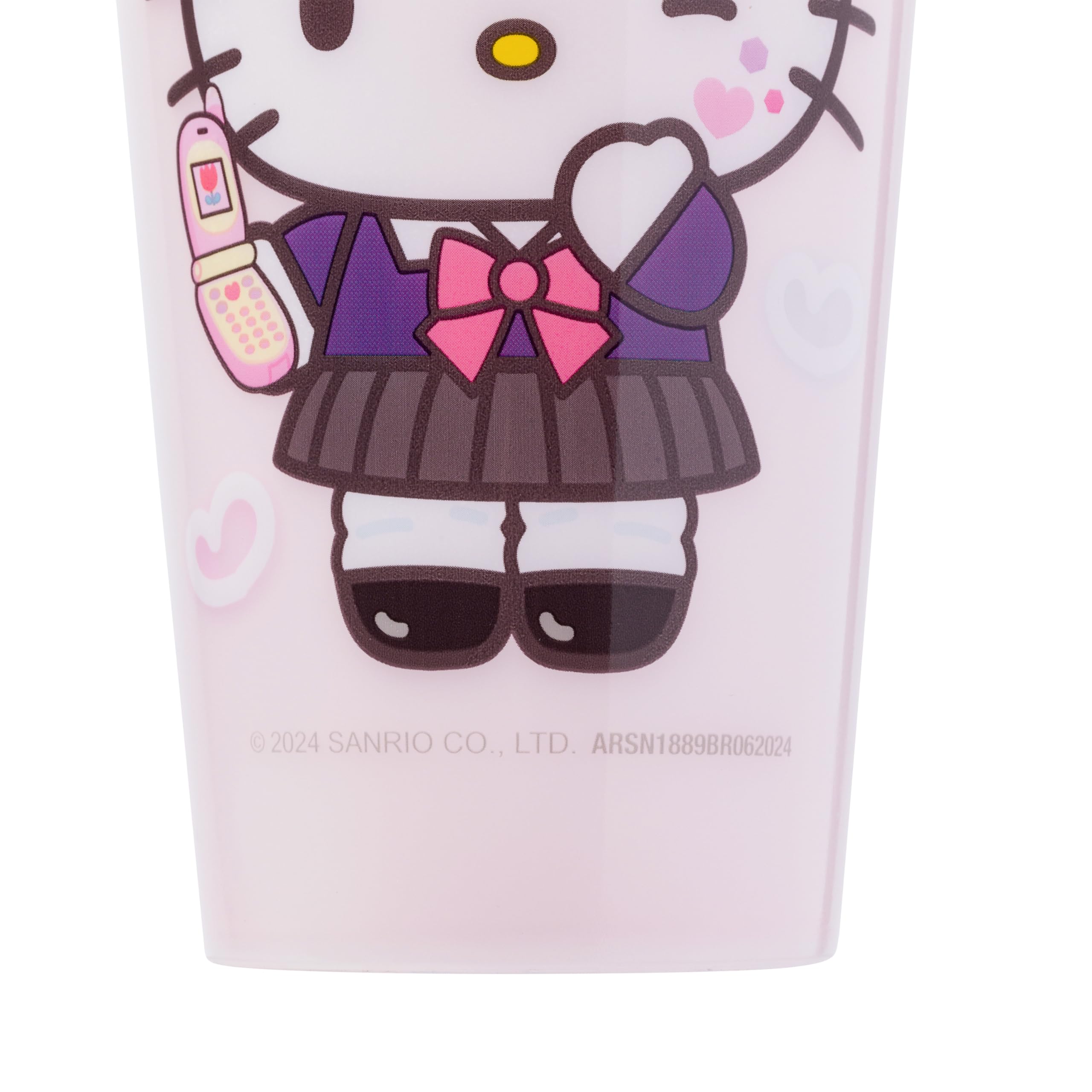 Silver Buffalo Sanrio Hello Kitty and Friends Kogyaru 4 Pack Color Change Plastic Tumblers Featuring Hello Kitty, Cinnamoroll, My Melody, and Kuromi, 24 Ounces