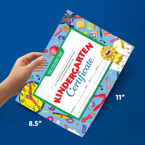 Hayes Kindergarten Diploma Certificates, Fun & Colorful Graduation Certificates for Kids, Customizable Graduation Award for Students, Full-Color Glossy Design, 8.5" x 11" - 30 Pack
