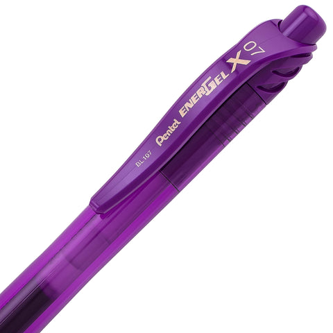 Pentel EnerGel-X Retractable Liquid Gel Pen 0.7mm, Metal Tip, Medium, Violet Ink, 2 Pack (BL107BP2V)