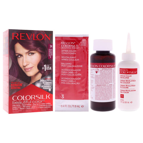 REVLON Colorsilk Beautiful Color for Unisex 34 Burgundy, DEEP BURGUNDY-34, 1 Count