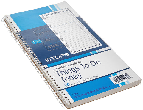 TOPS Daily Agenda/Things To Do Form, 2-Part, Carbonless, 5.5 x 11 Inches, 50-Sets per Pad (41170)