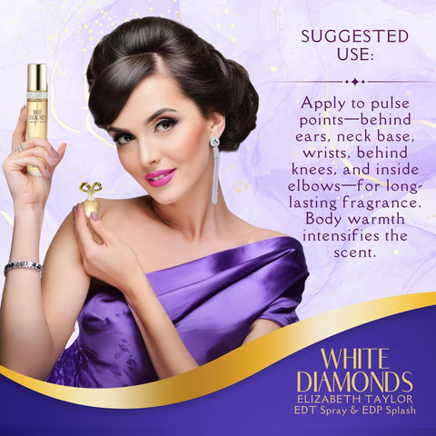 Elizabeth Taylor White Diamonds Perfume for Women Gift Set - 4 PC 1.7 Fl. oz