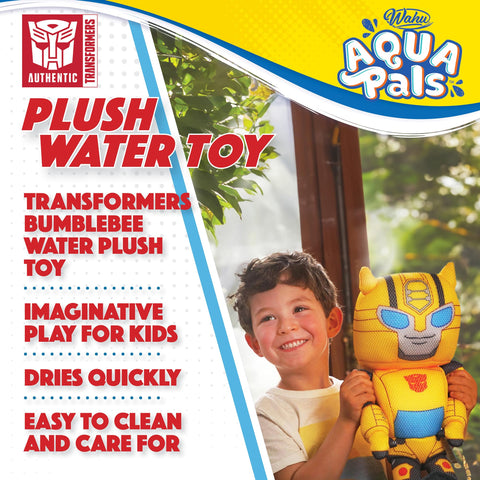WAHU Aqua Pals Transformers Bumblebee Plush Water Toy for Kids Ages 2+, Fast-Drying Waterproof Plush Doll Toy for Pool and Bathtub, Yellow, 16"