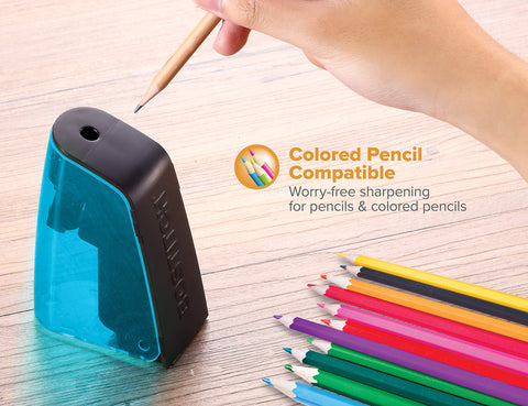 Bostitch Office Battery Pencil Sharpener, Hinged Tray, Colored Pencil Compatible, Blue (BPS2-BLUE) (BPS2-BLK)