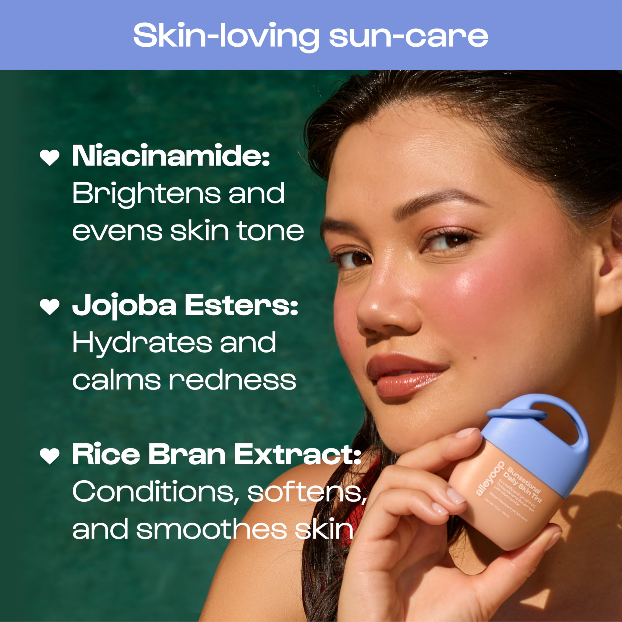 Alleyoop Sunsational Tinted Moisturizer SPF 50 for Face Broad Spectrum – 100% Mineral Face Sunscreen with Jojoba, Hydrating & Soothing Tinted Sunscreen, Vegan & Cruelty-Free (Shine)