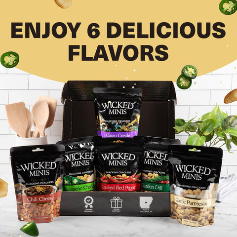 Wicked Minis Soup & Oyster Crackers - Saltine & Salted Flavored Mini Puffed Soup, Savory Snacking Mix, Seasoned Croutons Salad Toppers, Crackers for Chili 6oz (Jalapeno Cheddar, Pack of 1)