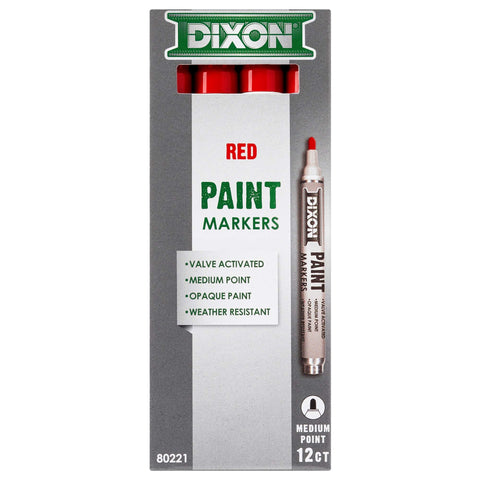 Dixon Paint Markers, Medium Tip, Box of 12, Red (80221)