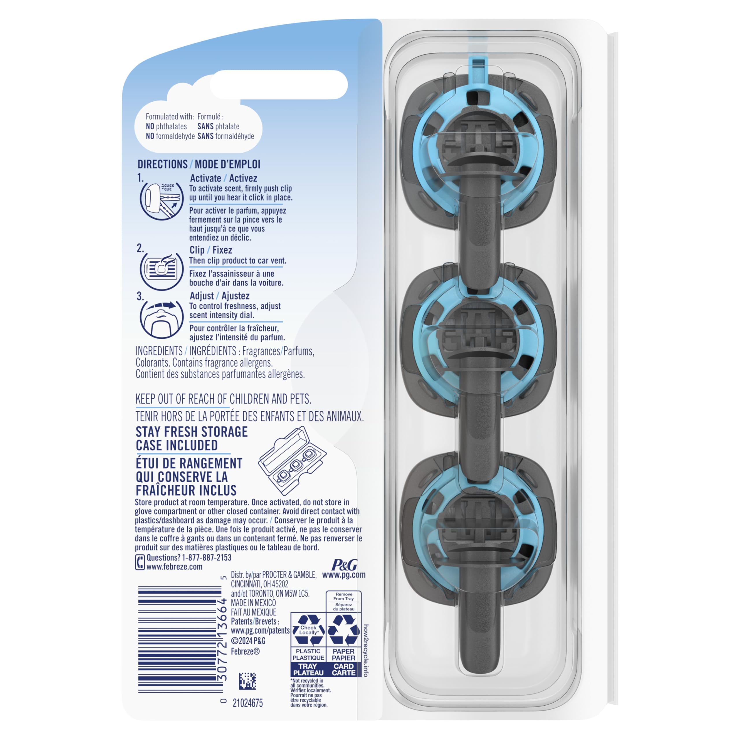 Febreze Car Vent Clip Air Freshener, Hawaiian Aloha, 0.037 Pound