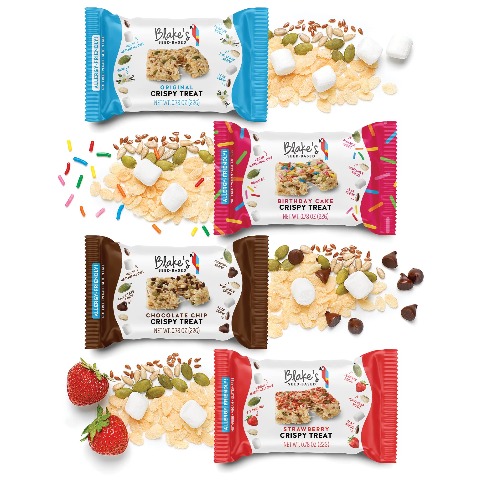 Blake’s Seed Based Crispy Treats – Birthday Cake (6 Count), Nut Free, Gluten Free, Dairy Free & Vegan, Healthy Snacks for Kids or Adults, School Safe, Low Calorie Organic Fruit Flavored Snack