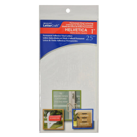 Westcott LetterCraft Permanent Vinyl Lettering Helvetica 1-Inch, White (15861), single