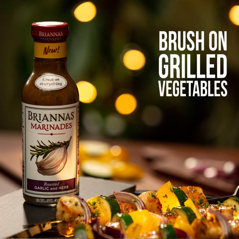 BRIANNAS - Roasted Garlic & Herb Marinade - Small Batch, Gluten Free, Vegan Marinade made with Premium Ingredients - 12 oz. Bottle