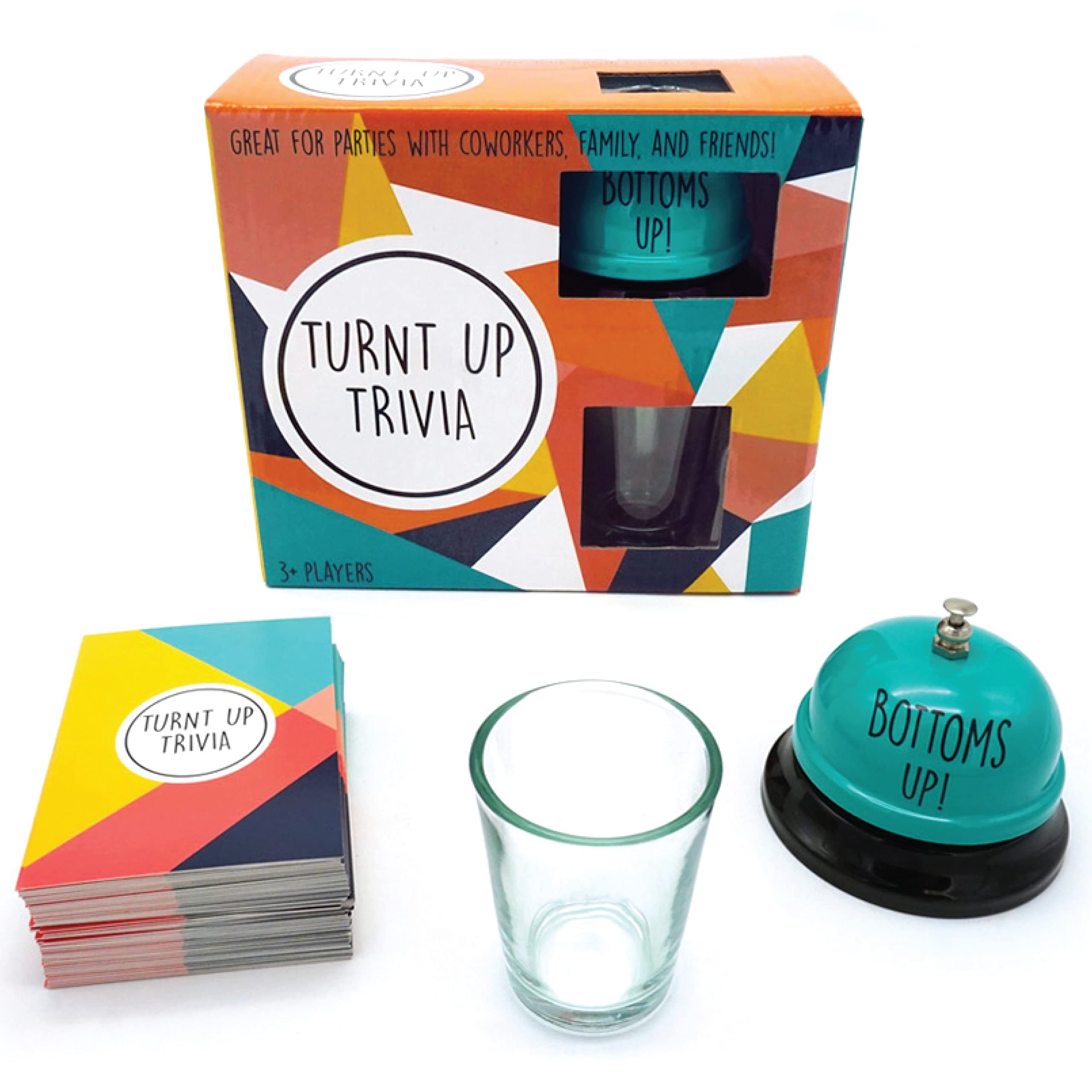 TMD Retail Turnt Up Trivia Card Game for Adults - Call Bell Game for Family and Friends - Bachelor and Birthday Party Trivia With 1.5 Oz Shot Glass (44 Ml)