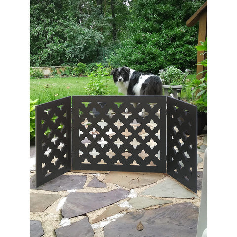 Indoor/Outdoor Solid Wood Starlight Design Freestanding Foldable Adjustable 3-Section Pet Gate