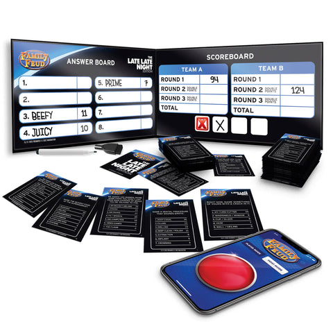 Family FEUD Late Late Night Edition Card Game, Anything but Family-Friendly, 400 Naughty Survey Questions, Complementary App with Sound Effects from The Show