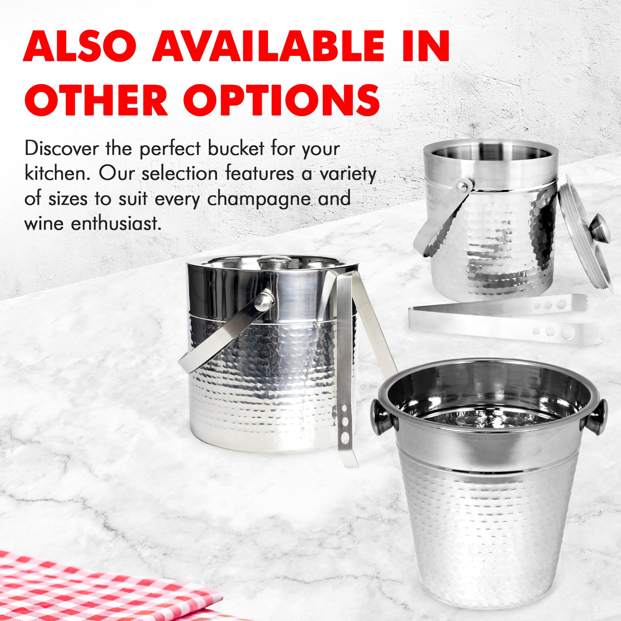 Chef Craft Hammered Champagne Bucket. 4 Quart. Stainless Steel