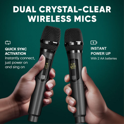 MASINGO Karaoke Machine for Adults and Kids with 2 Bluetooth Wireless Microphones. Portable Singing PA Speaker System with Disco Ball Lights, Lyrics Display Tablet Holder & TV Cable. Soprano X1 2.0