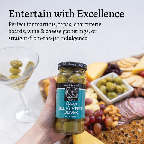 Sable & Rosenfeld Martini Tipsy Blue Cheese Olives 5 oz Jar (Pack of 1), Large Stuffed Green Olives, Cocktail Garnish, Perfect for Salads