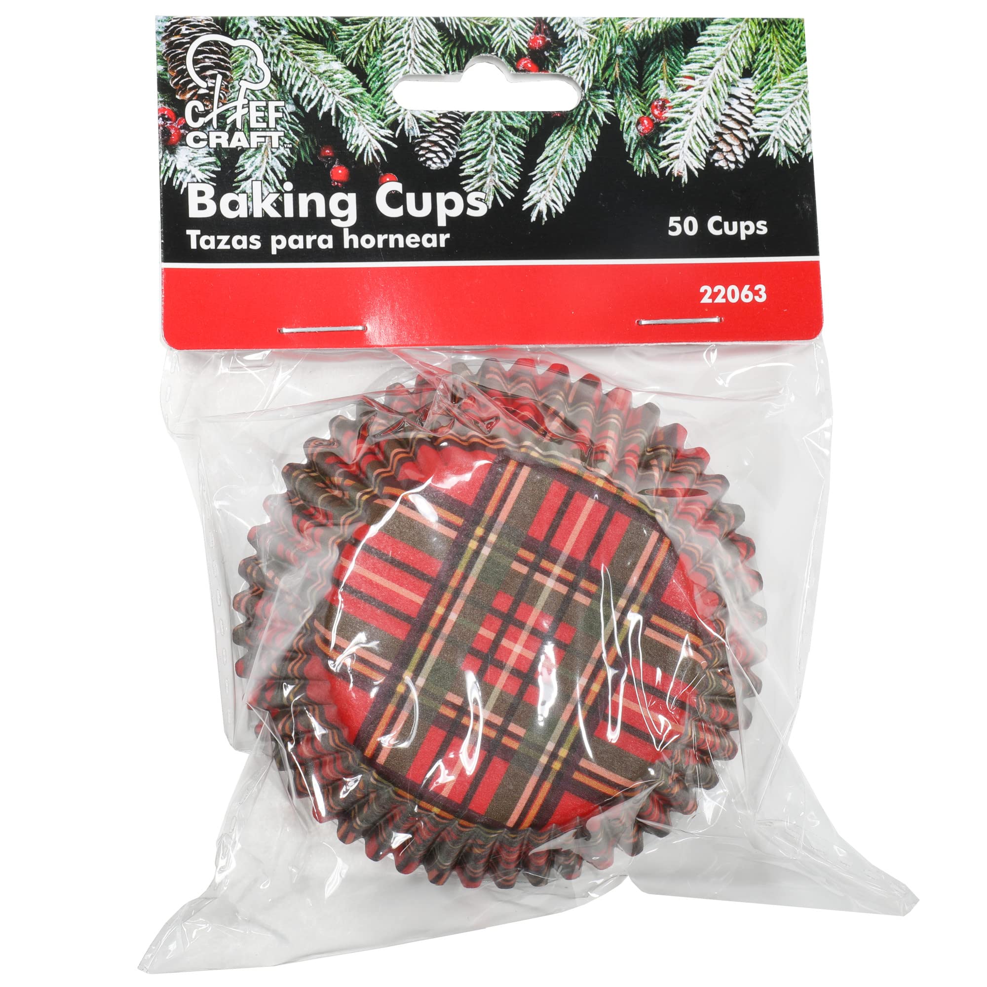 Chef Craft Paper Patterned Cupcake Liners, 50 Count, Green/Red