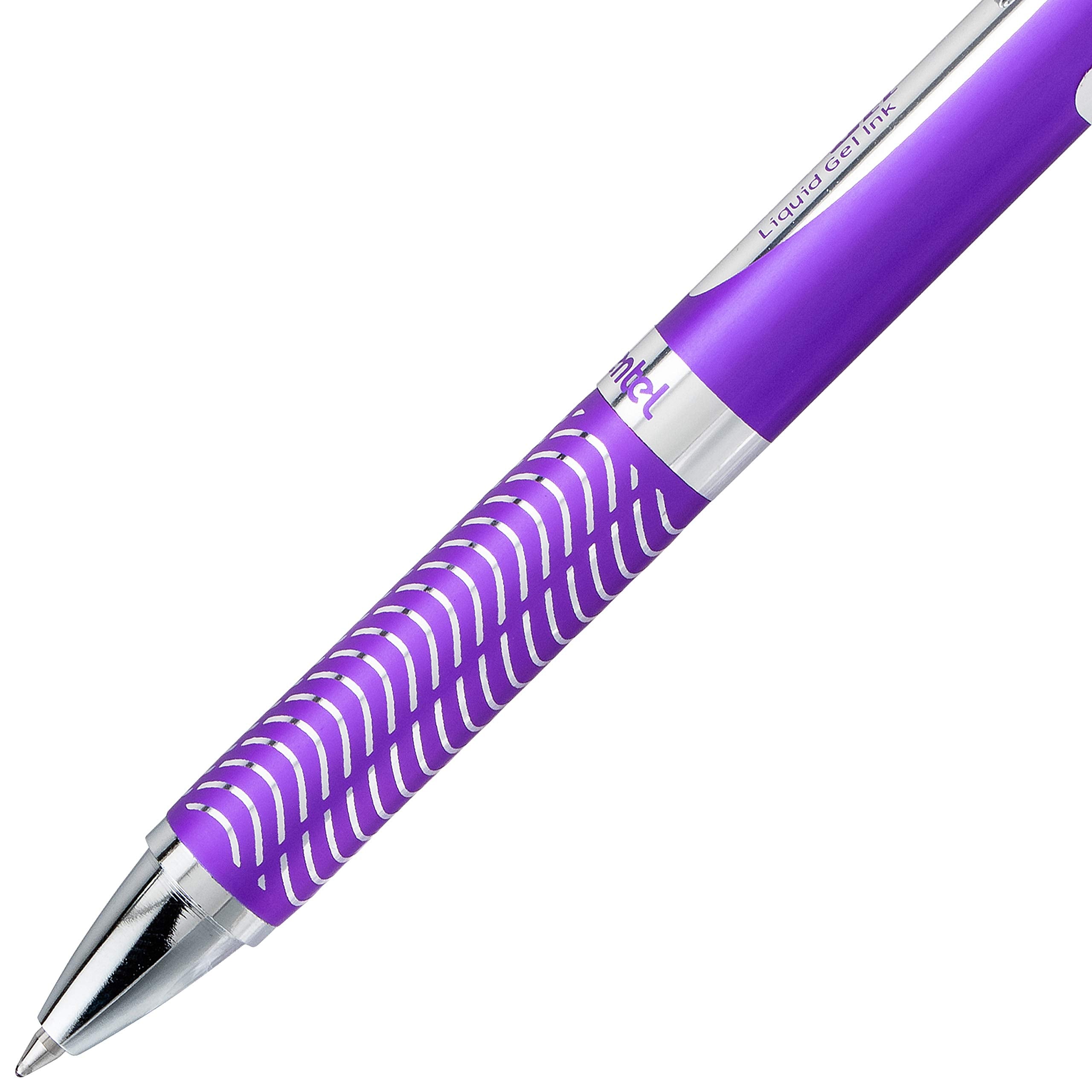 Pentel EnerGel Alloy RT Premium Liquid Gel Pen, 0.7mm Violet Barrel, Black Ink (BL407VBPA)