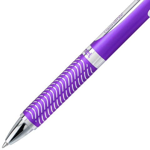 Pentel EnerGel Alloy RT Premium Liquid Gel Pen, 0.7mm Violet Barrel, Black Ink (BL407VBPA)