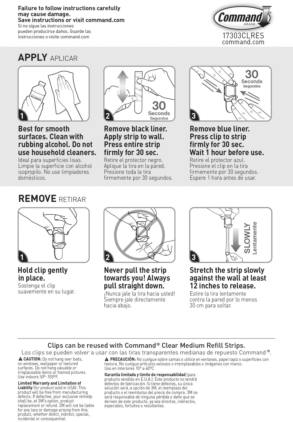 Command Cord Clips, 2 clips, 3 strips, Decorate Damage-Free (17303CLR-ES), Clear