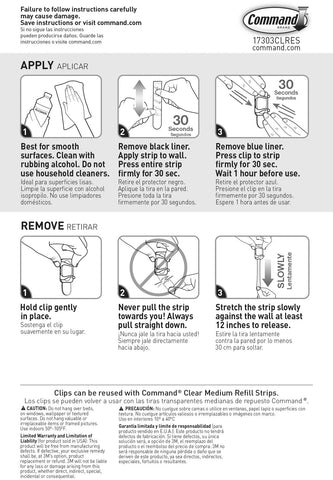 Command Cord Clips, 2 clips, 3 strips, Decorate Damage-Free (17303CLR-ES), Clear