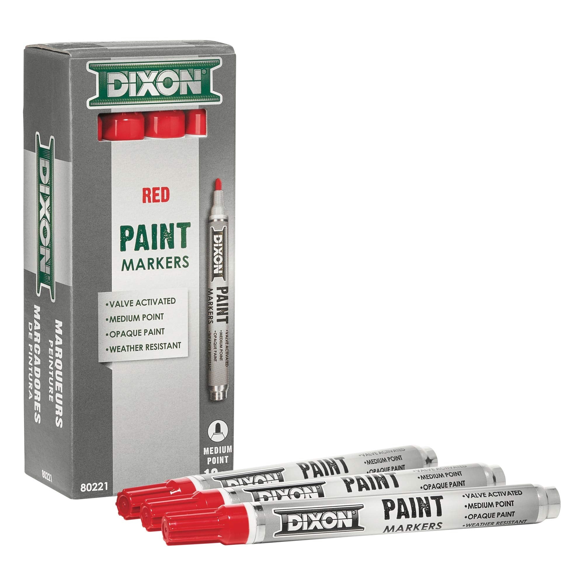 Dixon Paint Markers, Medium Tip, Box of 12, Red (80221)