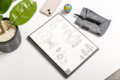 Rocketbook Core Reusable Spiral Notebook, Executive Size 6x8.8, Red - Dotted Pages, App-Connected, Erasable, Durable Cover, Ideal for School, Work, and Creative Projects