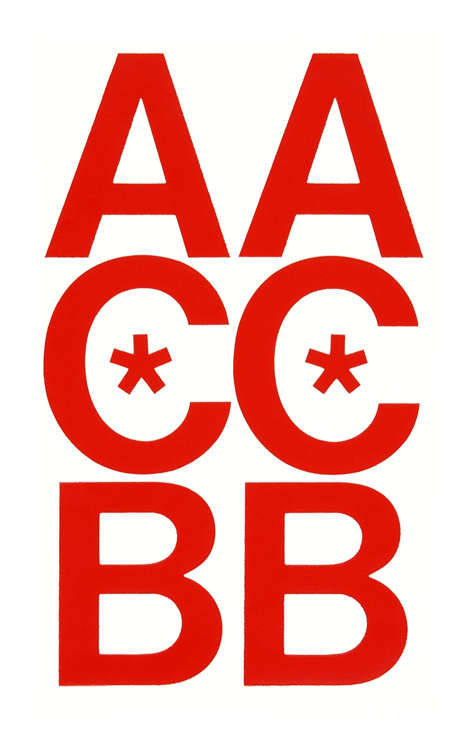 Chartpak Self-Adhesive Vinyl Capital Letters, 3 Inches High, Red, 50 per Pack (01072)
