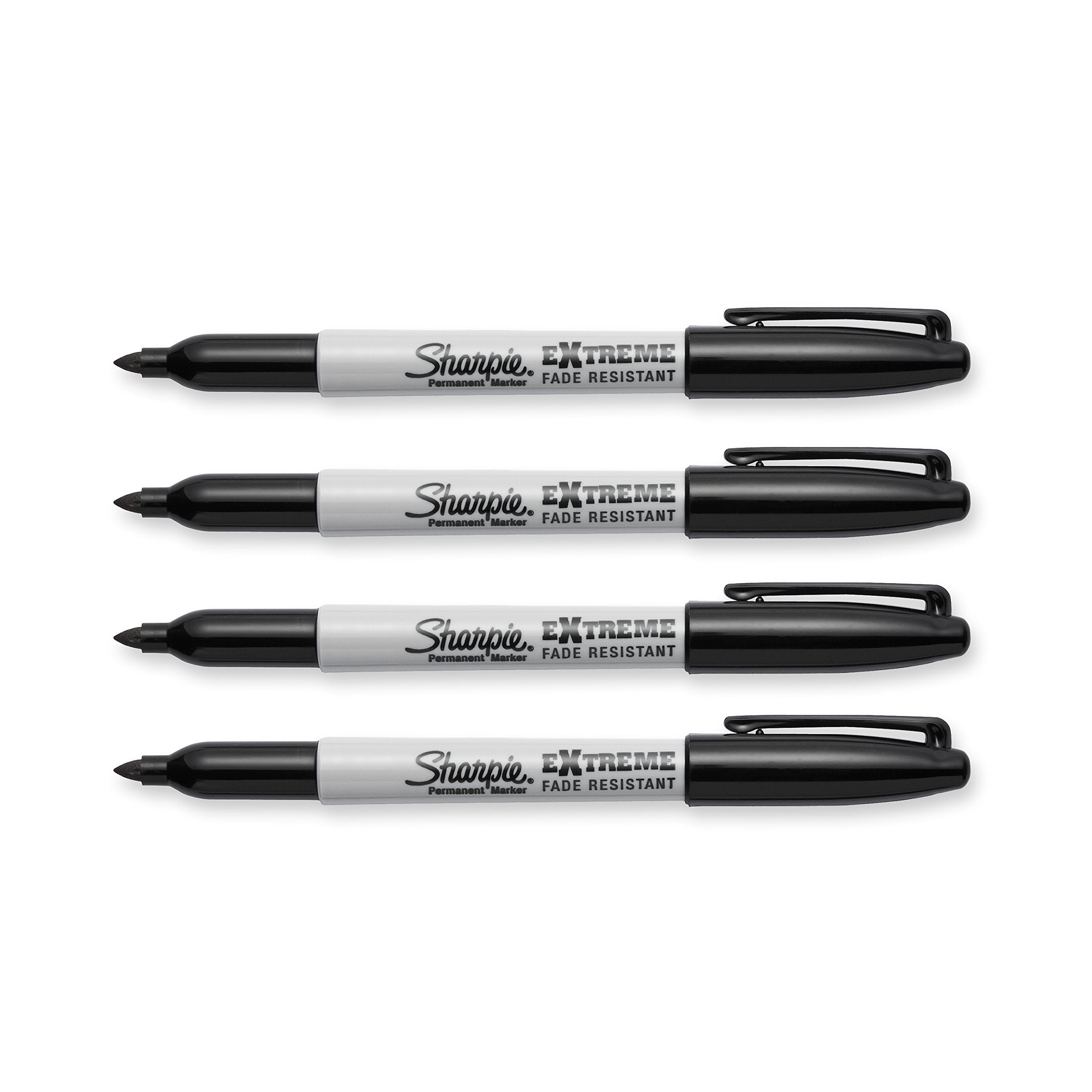 Sharpie Extreme Permanent Markers, Fine Point, Black, 4 Count - Fade Resistant Against Both Wet and Dry Outdoor Elements