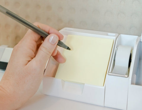 Bostitch Office Sticky Note Holder + Business Card Stand, Includes Pen Holders, White