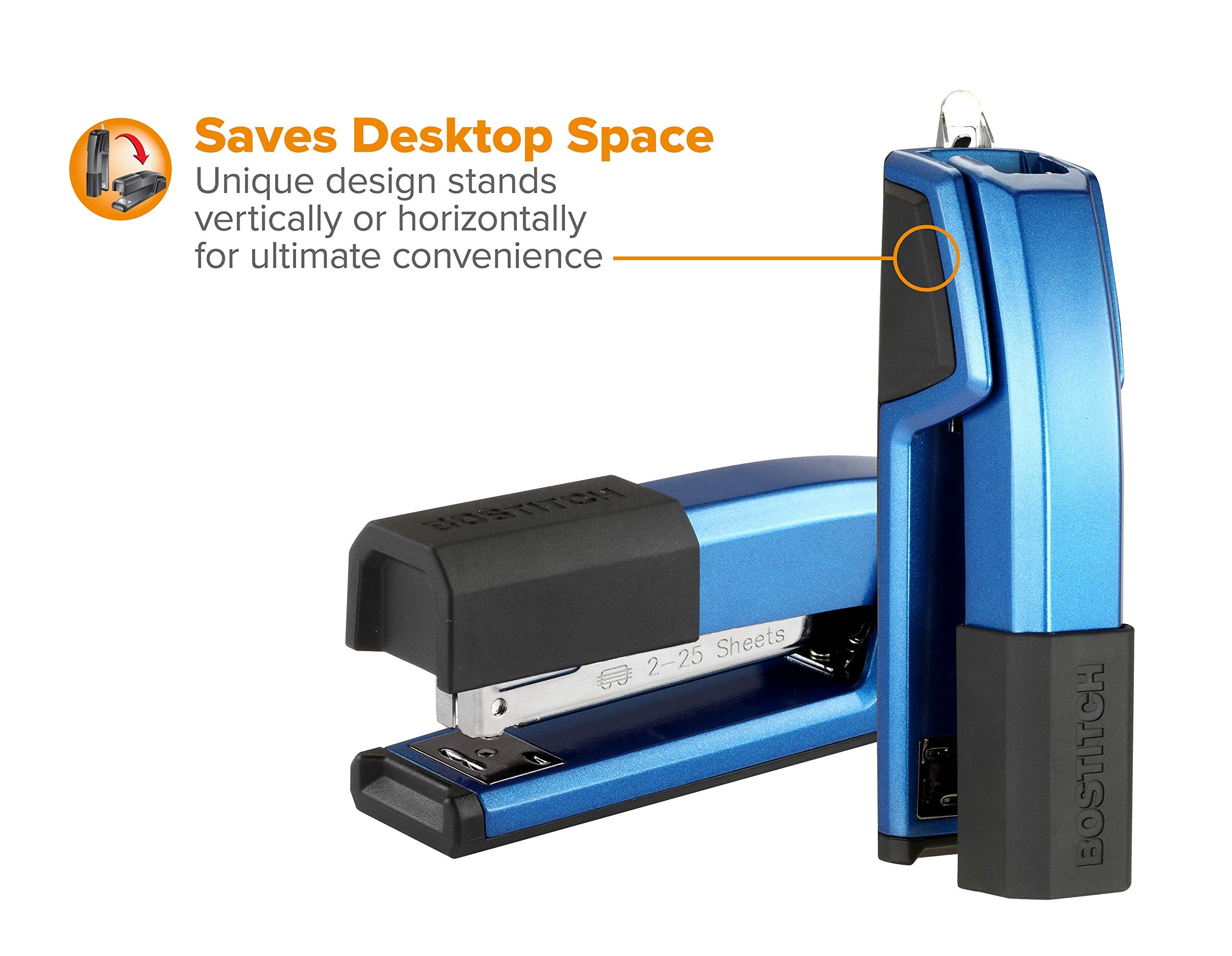 Bostitch Office Epic Metal 3 in 1 Stapler, 25 Sheet Capacity, Includes 210 Staples in Staple Storage Compartment & Integrated Remover,