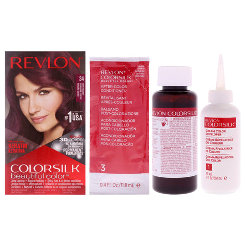 REVLON Colorsilk Beautiful Color for Unisex 34 Burgundy, DEEP BURGUNDY-34, 1 Count