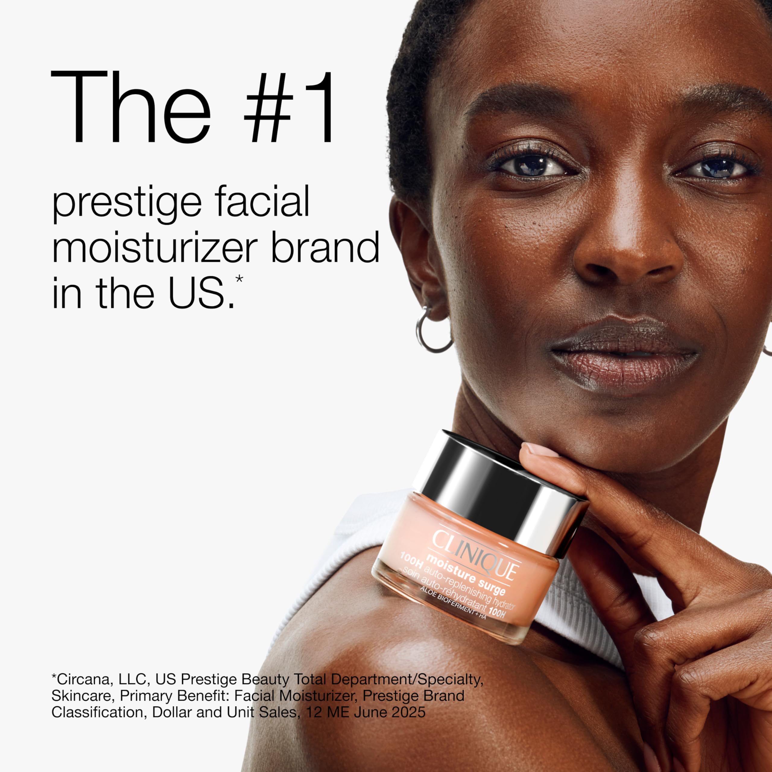 Clinique Moisture Surge 100H Auto-Replenishing Hydrator Oil Free Face Moisturizer | With Hyaluronic Acid, Aloe Bioferment and Vitamins C + E | For All Skin Types | Hydrating + Moisturizing, 1 Fl Oz