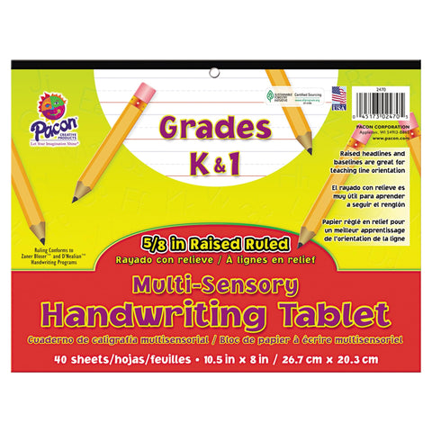 Pacon 2470 Multi-Sensory Handwriting Tablet, 10-1/2 x 8, 40 Sheets/Pad
