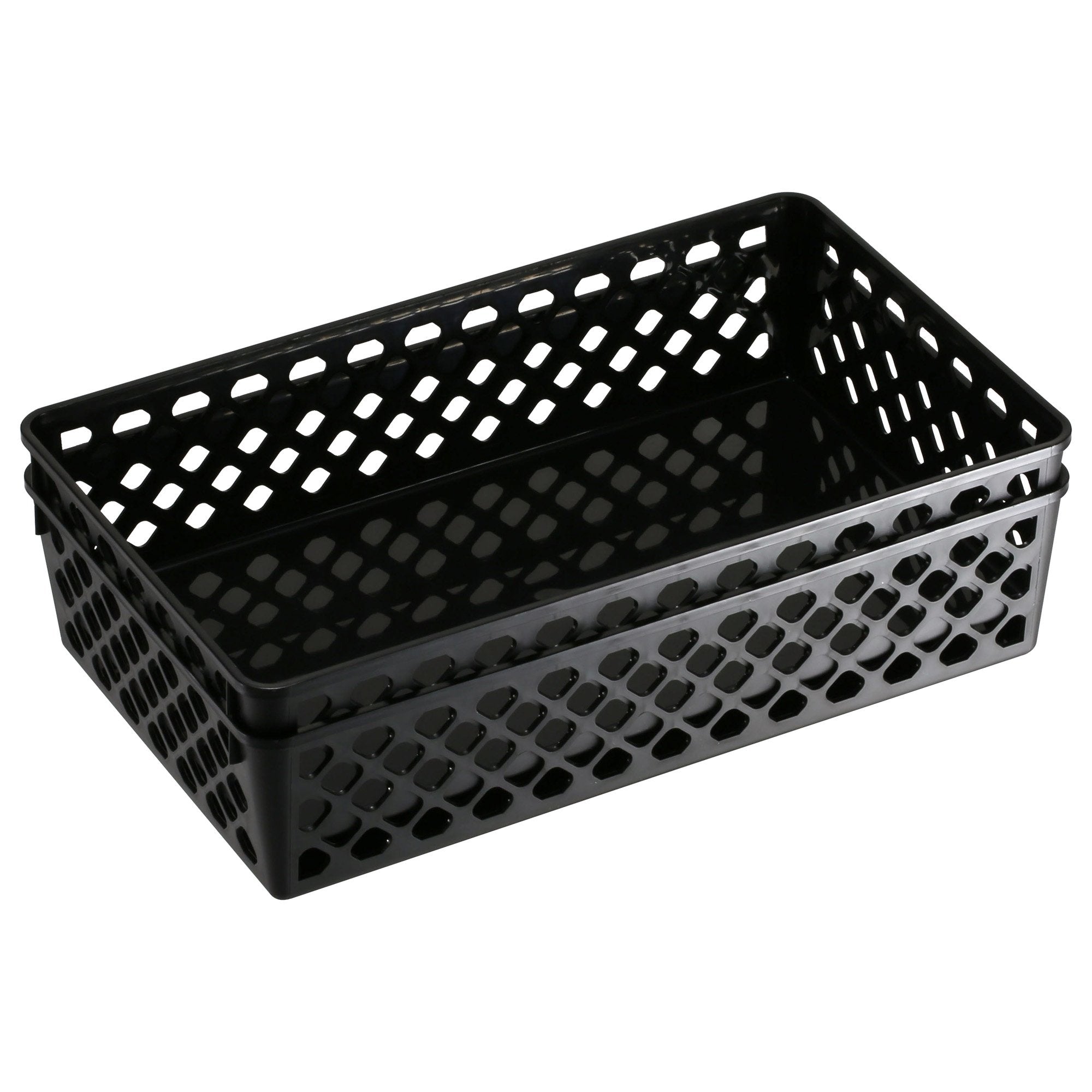 Officemate Recycled Supply Basket, Plastic, 6.13 x 5 x 2.38, Black, 3/Pack
