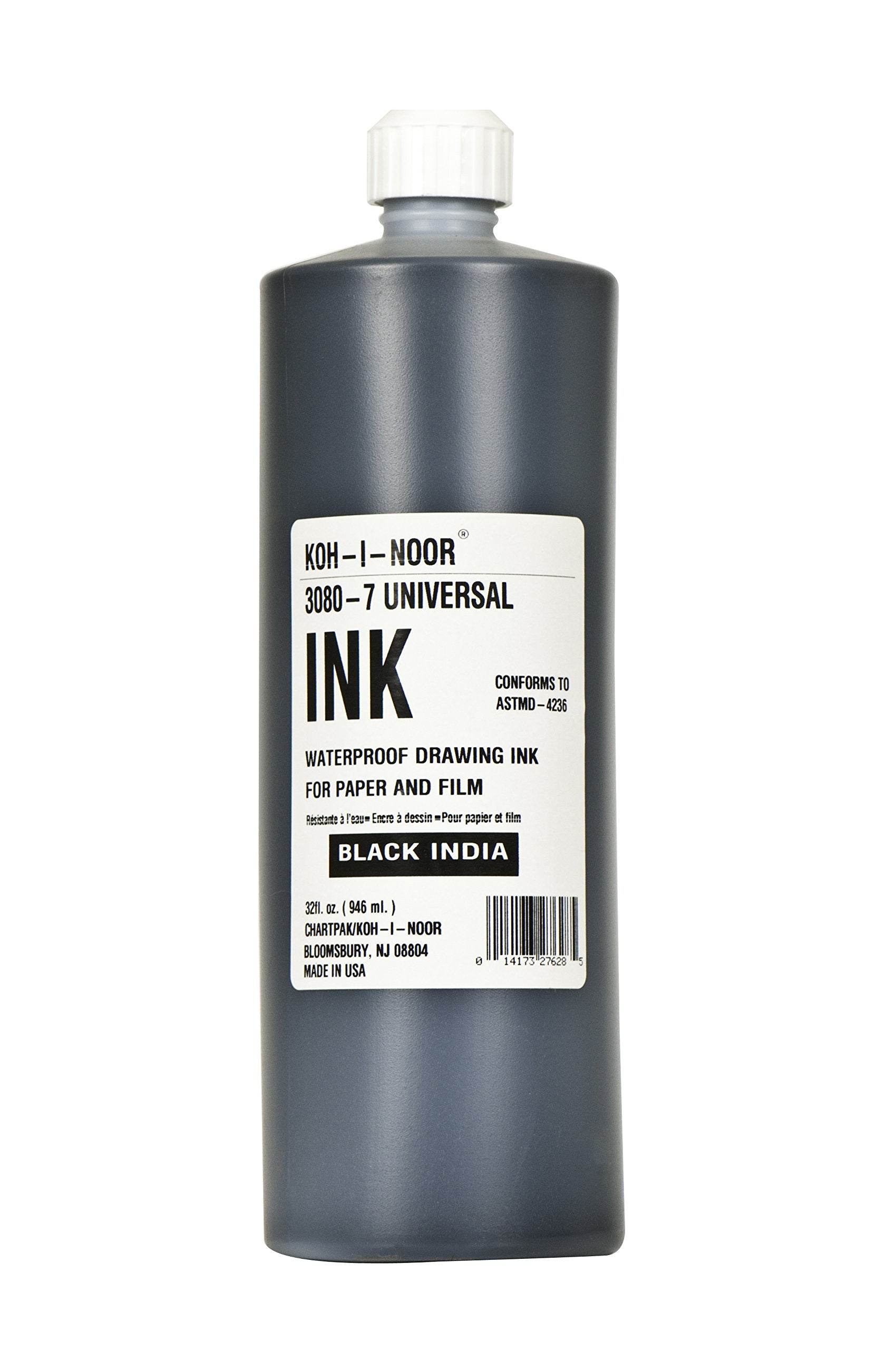 Koh-I-Noor Dye-Based Universal Drawing Ink 32 Oz. Bottle, Black