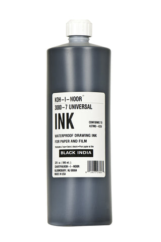 Koh-I-Noor Dye-Based Universal Drawing Ink 32 Oz. Bottle, Black